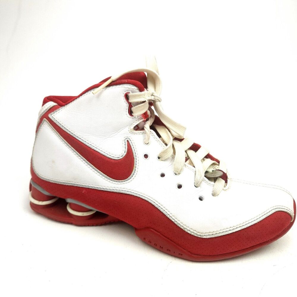 NIKE Shox Slam Zoom Air Elite Mens 7.5 Basketball Shoes White Red 324830-161